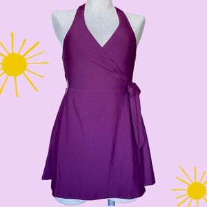 Halter Wrap Swim Dress in Iris - J.Crew - NWT!